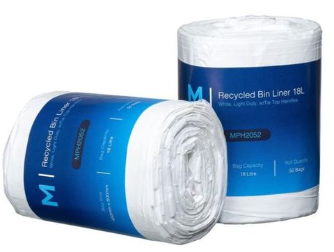 RUBBISH BAGS   - 18LT  -  WHITE - 50/ROLL -