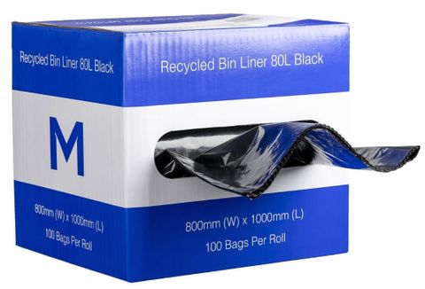 RECYCLED BIN LINERS - 80L - DISPENSER BOX - 100