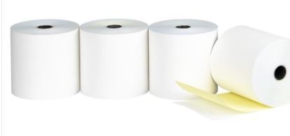 NCR CARBONLESS PAPER ROLL - WHITE/YELLOW - 75MM X 76MM - 24 ROLLS PER BOX