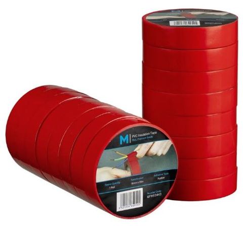 PVC ELECTRICAL INSULATION TAPE - RED - 8 ROLLS PER SLEEVE