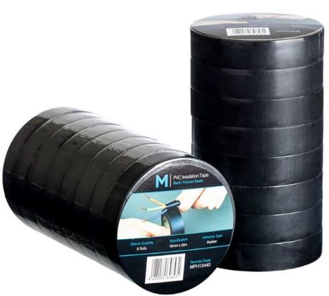 PVC ELECTRICAL INSULATION TAPE - BLACK - 8 ROLLS PER SLEEVE