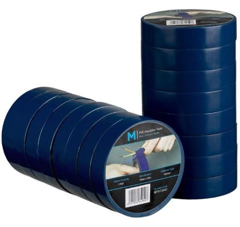 PVC ELECTRICAL INSULATION TAPE BLUE 8 ROLLS PER SLEEVE