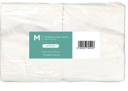 WHITE GREASEPROOF BAG