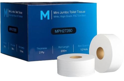 MINI JUMBO TOILET ROLLS  2PLY - 200M X12