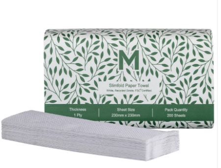 RECYCLED SLIMFOLD TOWEL - 1PLY - 200SH/PK 20/PKS