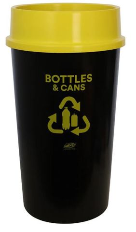 SABCO RECYCLING STATION 60L BIN WITH YELLOW LID (BOTTLES & CANS)