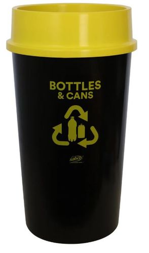 SABCO RECYCLING STATION 60L BIN WITH YELLOW LID (BOTTLES & CANS)