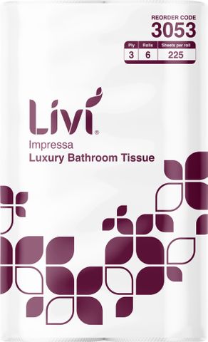 LIVI IMPRESSA TOILET PAPER - 3PLY 6 ROLLS/PK, 8 PK/CTN
