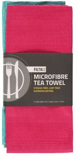 FILTA XL MICROFIBRE TEA TOWEL CERISE - 2 PACK - 45CM X 70CM