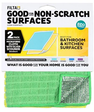 FILTA SILVER SCOURER - GREEN/YELLOW - 2 PACK - 30CM X 30CM