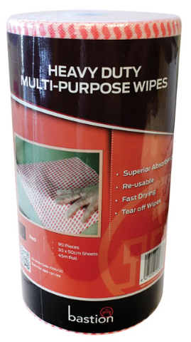 CLOTH WIPES - RED - 90 SHEETS PER ROLL