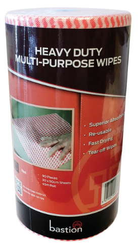 CLOTH WIPES - RED - 90 SHEETS PER ROLL