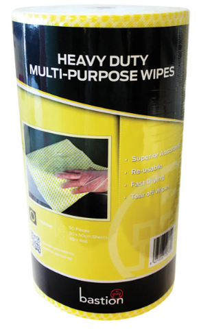 CLOTH WIPES - YELLOW - 90 SHEETS PER ROLL