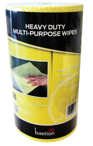 CLOTH WIPES - YELLOW - 90 SHEETS PER ROLL