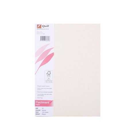 Quill Parchment 90gsm A4 Paper Natural 100 Pack