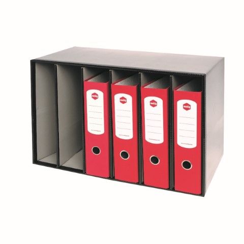 STORE A FILE ORGANISER GREY - 6 COMPARTTMENTS 
EACH 85MM WIDE - CAN BE USED FOR FILES AND BINDERS -  570W X 295D X 380H MM