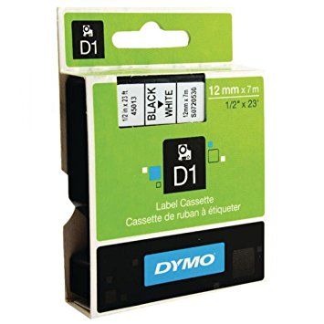 DYMO D1 LABEL TAPE 12X7M BLACK ON WHITE