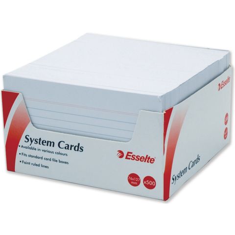 SYSTEM CARDS 127x76mm (5x3) WHITE PACK 500
RULED