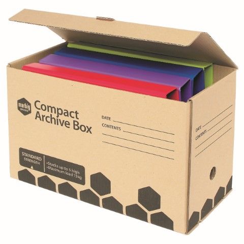 ARCHIVE BOX COMPACT ENVIRO  -  HALF SIZE  - ATTACHED LID  -  MAX LOAD 15KG  -  410L X 180W X 260H MM