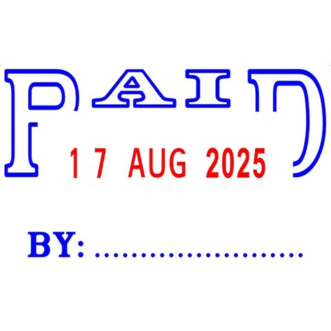 STAMP DESKMATE PAID & DATE BLACK/RED SELFINK