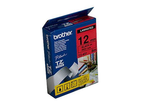 DYN-TZE431 TZE431 BROTHER 12MM BLACK ON RED TAPE - 8 METERS