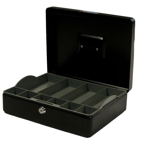 CASH BOX CLASSIC NO 12 BLACK   300X230X90MM
COIN TRAY AND 2 KEYS
