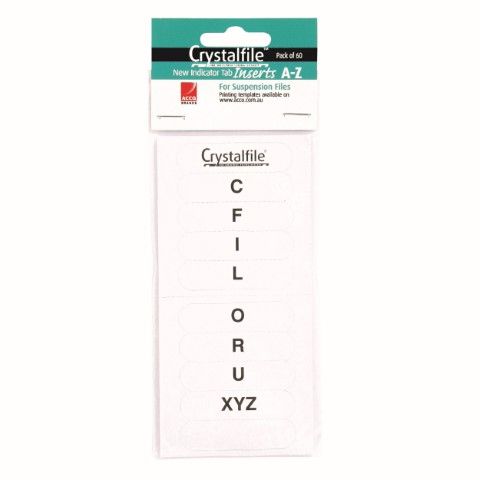 TAB INSERTS AZ WHT 60PK  (NEW STYLE) ROUND EDGE CRYSTALFILE