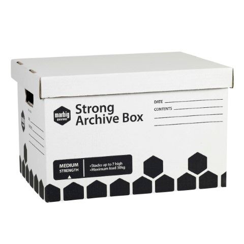 ARCHIVE BOX STRONG   MAX LOAD 30KG  420L X 320W X 260H  MM