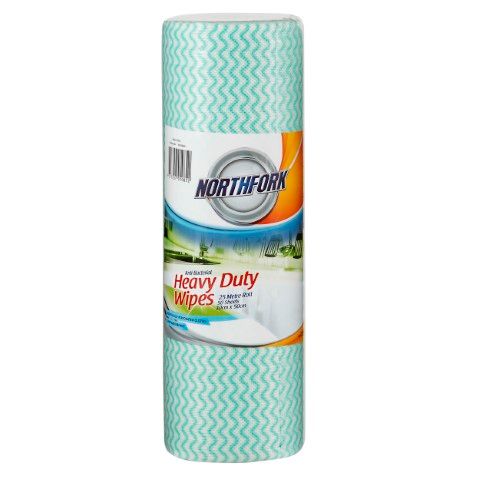 NORTHFORK HEAVY DUTY ANTIBACTERIAL GREEN WIPE PERFORATED  PK50