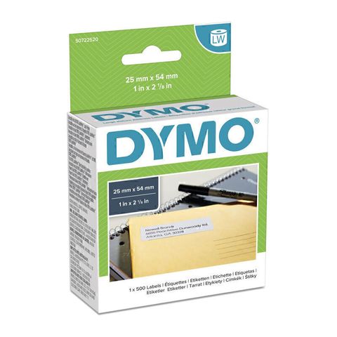 DYMO LW LABEL 25X54MM WHITE PAPER BOX 500