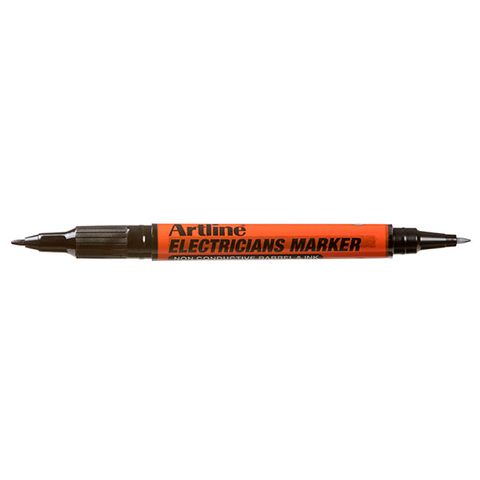 MARKER ARTLINE ELECTRICIANS PERM BLACK DUAL NIB  0.4MM AND 1MM BULLET NIBS