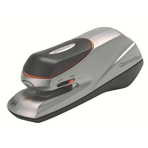 STAPLER REXEL ELECTRIC OPTIMA GRIP STAPLER SILVER/BLACK -  PUNCH CAPACITY 20 SHEETS -  
USES OPTIMA 56 PREMIUM STAPLES