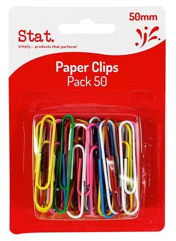 PAPER CLIPS 50MM LARGE MULTI COLOUR PK50