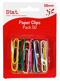 PAPER CLIPS 50MM LARGE MULTI COLOUR PK50