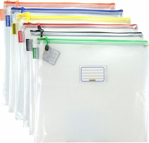 Marbig B4 Clear Zip Case Assorted Coloured Zips 9009099 