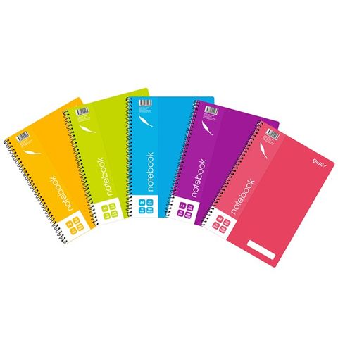 QUILL NOTEBOOK A4 120P POLYPROPLENE FRONT COVER ASSORTED COLOURS