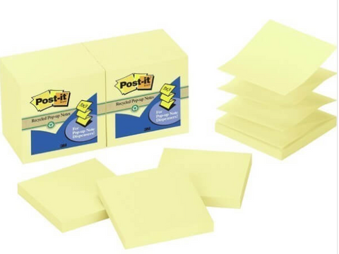 POST IT POP UP NOTE R330YW 76X76MM YELLOW PK12