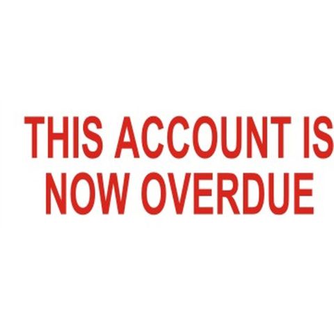 STAMP DESKMATE THIS ACCOUNT IS NOW OVERDUE RED SELF INKING