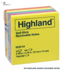 HIGHLAND 6549-5A NOTES PK5 ASSORTED COLOURS
73 X 73MM