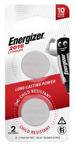 BATTERY CR2016 ENERGIZER PK2