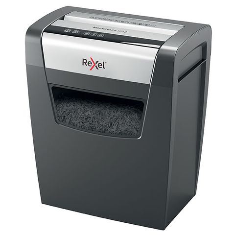 SHREDDER REXEL MOMENTUM CROSS X312 - SHREDS UP TO 12 SHEETS IN ONE PASS (80GSM)  23L BIN
2 YEAR WARRANTY