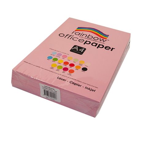 RAINBOW OFFICE A4 COPY PAPER 80GSM PASTEL PINK PK500