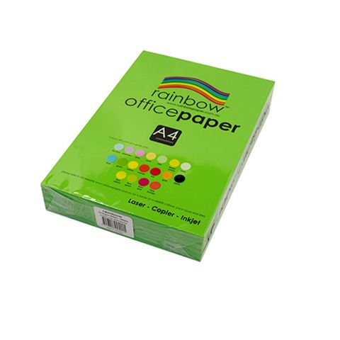 RAINBOW OFFICE A4 COPY PAPER 80GSM BRIGHT GREEN PK500