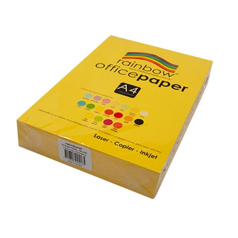 RAINBOW OFFICE A4 COPY PAPER 80GSM BRIGHT YELLOW PK500