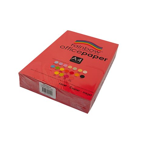 RAINBOW OFFICE A4 COPY PAPER 80GSM BRIGHT RED PK500