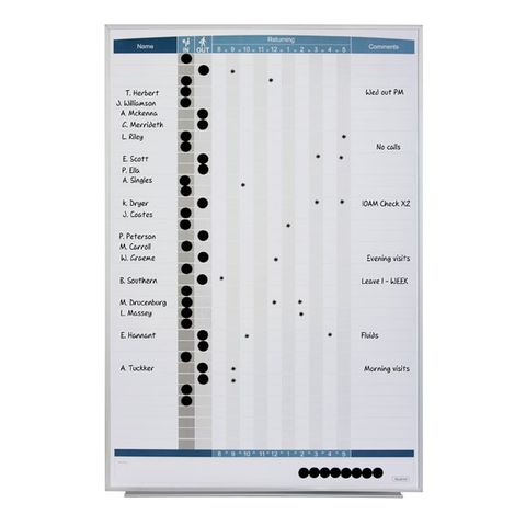 QUARTET MATRIX IN/OUT BOARD 865X580MM 36 NAMES