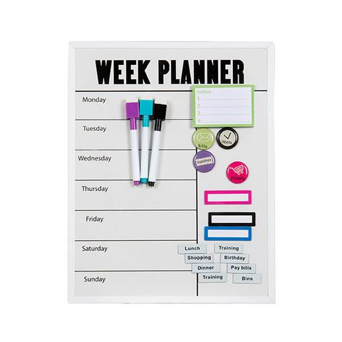 WHITEBOARD WEEKLY PLANNER MAGNETIC QUARTET 280X360MM