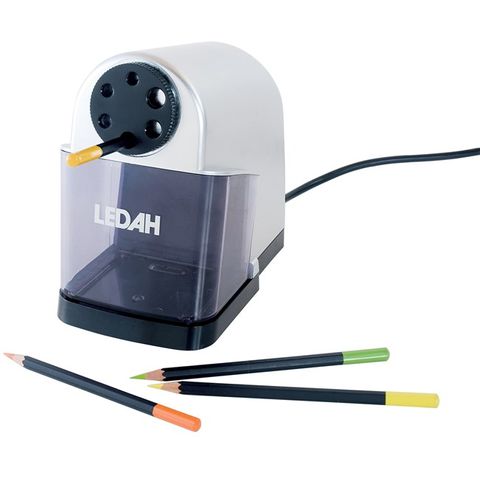 LEDAH 6 HOLE ELECTRIC SHARPENER
AUTO STOP FUNCTION, SHARPENS 6 SIZES OF PENCILS AS WELL AS TRIANGULAR
DESIGNED FOR SCHOOL CLASSROOM OR OFFICE
2 YEAR WARRANTY (NOT ON BLADE)