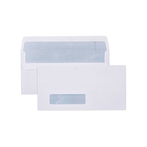 DLX ENVELOPE WINDOW FACE WHITE 80GSM 120 X 235MM BOX500
