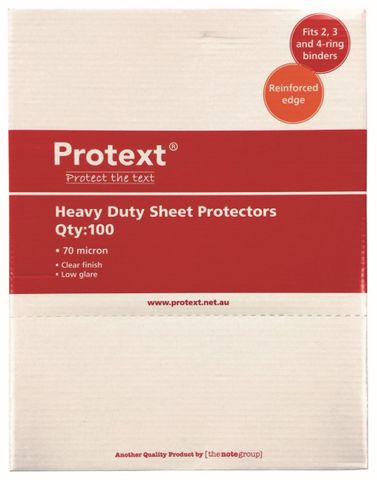 SHEET PROTECTORS HEAVY WEIGHT A4 PROTEXT 70 MICRON BOX100
